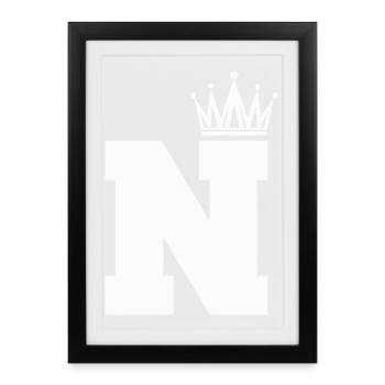 buchstabe_N_Krone - Framed poster (27 × 37 cm) - black - Front