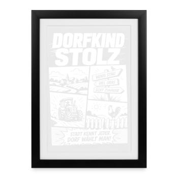 Dorfkind Lifestyle Humor Landleben - Gerahmtes Poster (27 × 37 cm) - Schwarz - Vorne