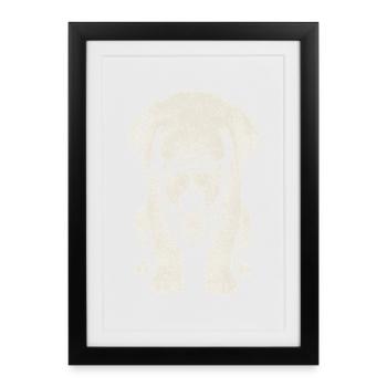 Chiot labrador triste Art mignon mignon - Affiche encadrée (27 × 37 cm) - noir - Devant