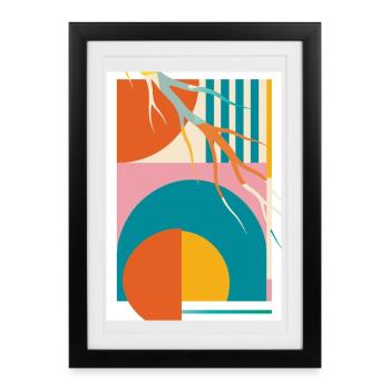 Géométrie abstraite avec lignes organiques rétro - Affiche encadrée (27 × 37 cm) - noir - Devant