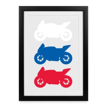 Motorcycle Russia Flag Motorsport Biker - Framed poster (27 × 37 cm) - black - Front