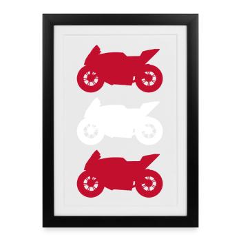 Motard du drapeau Autrichien Motorsport - Affiche encadrée (27 × 37 cm) - noir - Devant