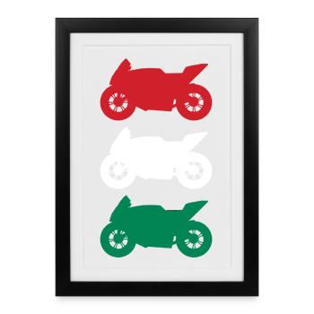 Moto Hongrie Drapeau Motorsport Biker - Affiche encadrée (27 × 37 cm) - noir - Devant