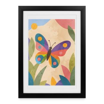 Colorful butterfly in nature garden - Framed poster (27 × 37 cm) - black - Front