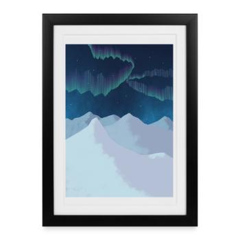 Northern Lights over Blue Mountains - Framed poster (27 × 37 cm) - black - Front