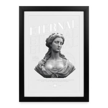 Eternal Goodness: Statue, Globe Collage - Framed poster (27 × 37 cm) - black - Front