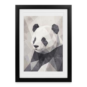 Art géométrique de pandas polygonal - Affiche encadrée (27 × 37 cm) - noir - Devant