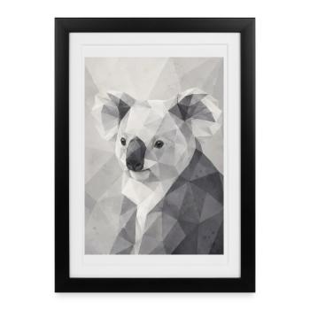 Art géométrique des polygones koala - Affiche encadrée (27 × 37 cm) - noir - Devant