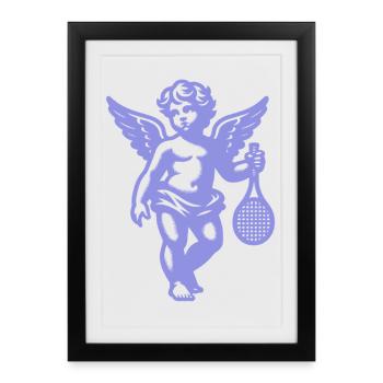 Tennis Fun Hoodie Angel Cherub Retro Renaissance - Framed poster (27 × 37 cm) - black - Front