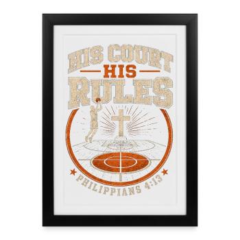 Son terrain, ses règles, le basket chrétien - Affiche encadrée (27 × 37 cm) - noir - Devant