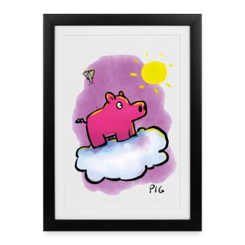 Warpig on a cloud - Framed poster (27 × 37 cm) - black - Front