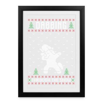 Dabbing Santa Unicorn Ugly Christmas Sweater - Framed poster (27 × 37 cm) - black - Front
