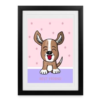 Meilleur ami du chien de Kawaii - Affiche encadrée (27 × 37 cm) - noir - Devant
