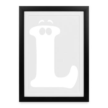 Imprimé grand style L | Logo de la lettre L drôle de L - Affiche encadrée (27 × 37 cm) - noir - Devant