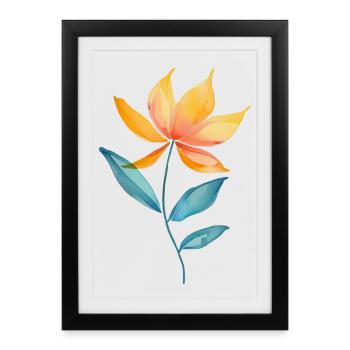 Fleurs sauvages florales - Affiche encadrée (27 × 37 cm) - noir - Devant