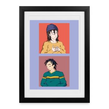 Two illustrations and different emotions - Framed poster (27 × 37 cm) - black - Front