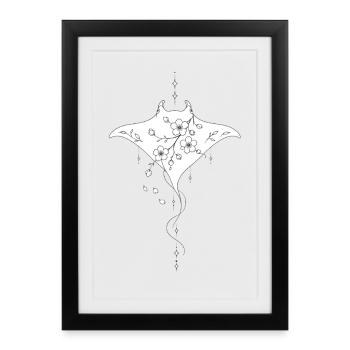 Floral Coat Cherry Trees Hanging - Framed poster (27 × 37 cm) - black - Front