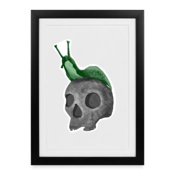 Crâne avec escargot - Affiche encadrée (27 × 37 cm) - noir - Devant