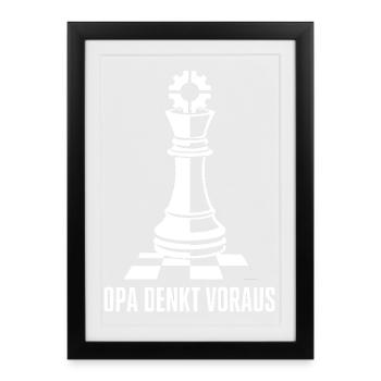 Opa Denkt Voraus – Schach König Zahnrad Design - Gerahmtes Poster (27 × 37 cm) - Schwarz - Vorne