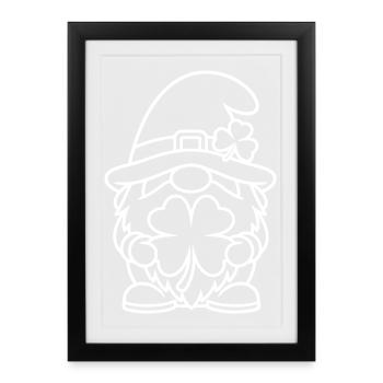 Nain mignon au trèfle porte-bonheur - Affiche encadrée (27 × 37 cm) - noir - Devant