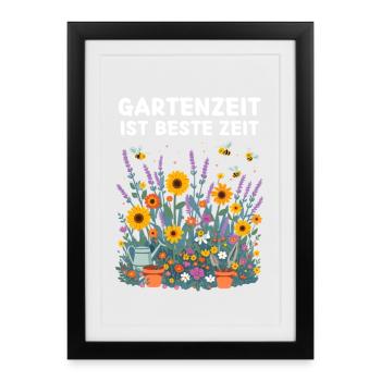 Gartenzeit ist beste Zeit – Gärtnerei - Gerahmtes Poster (27 × 37 cm) - Schwarz - Vorne