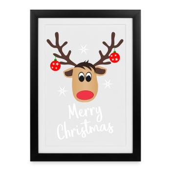 Reindeer Merry Christmas Christmas Gift - Framed poster (27 × 37 cm) - black - Front