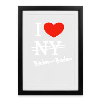 J'adore Baden-Baden - J'adore Baden-Baden - Affiche encadrée (27 × 37 cm) - noir - Devant