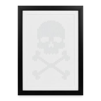 skull knitted - Framed poster (27 × 37 cm) - black - Front