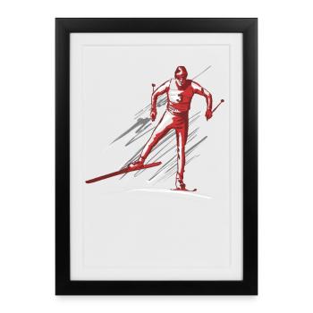 ski de fond - Affiche encadrée (27 × 37 cm) - noir - Devant