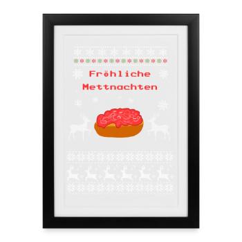Noël laid Joyeux Noël Mett Meat - Affiche encadrée (27 × 37 cm) - noir - Devant