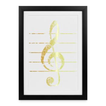 G-Clef - Treble Clef (Ancient Gold) - Framed poster (27 × 37 cm) - black - Front