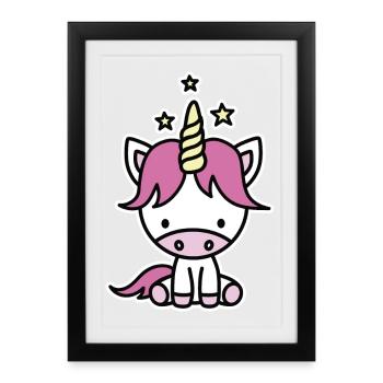 Cute unicorn for kids - Gerahmtes Poster (27 × 37 cm) - Schwarz - Vorne