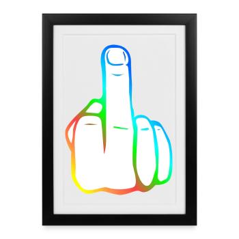 Main Fuck Doigts ! Majeur! Icône colorée graphique - Affiche encadrée (27 × 37 cm) - noir - Devant