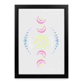 Soleil Lune et Terre - Affiche encadrée (27 × 37 cm) - noir - Devant