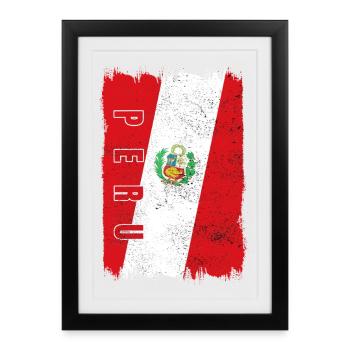 Drapeau du Pérou - Affiche encadrée (27 × 37 cm) - noir - Devant