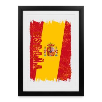 Drapeau de l'Espagne - Affiche encadrée (27 × 37 cm) - noir - Devant
