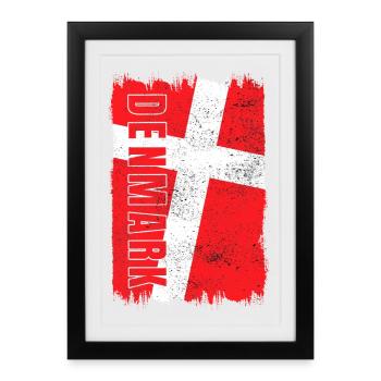Drapeau du Danemark - Affiche encadrée (27 × 37 cm) - noir - Devant