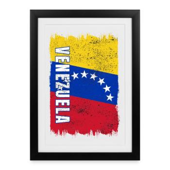 Venezuela vintage flag - Framed poster (27 × 37 cm) - black - Front