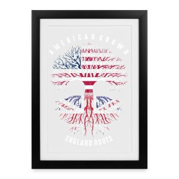 American Grown England Roots Tree - Framed poster (27 × 37 cm) - black - Front