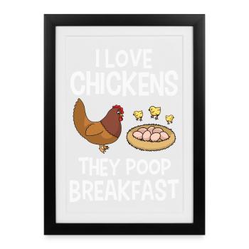 Poulets - Affiche encadrée (27 × 37 cm) - noir - Devant