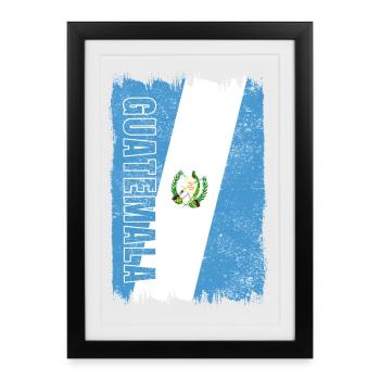 Drapeau vintage du Guatemala - Affiche encadrée (27 × 37 cm) - noir - Devant