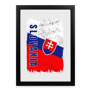 Slovakia vintage flag - Framed poster (27 × 37 cm) - black - Front