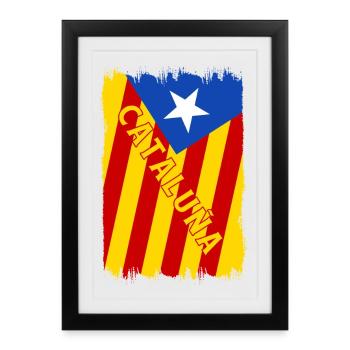 Design du drapeau de Catalogne - Affiche encadrée (27 × 37 cm) - noir - Devant