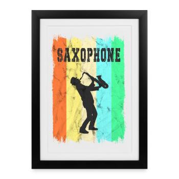 Design de saxophone - Affiche encadrée (27 × 37 cm) - noir - Devant