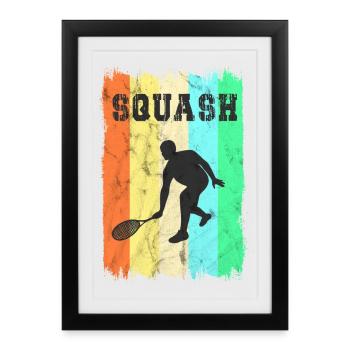 Design de squash sportif - Affiche encadrée (27 × 37 cm) - noir - Devant