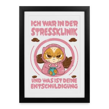 Chat de café dans la clinique de stress - Affiche encadrée (27 × 37 cm) - noir - Devant