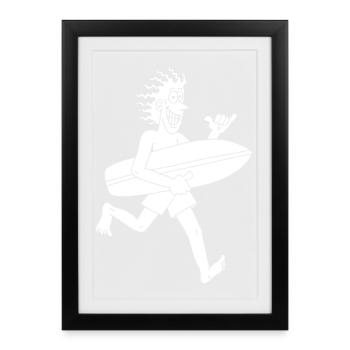 Ungeduldiger Surfer (weiß) - Gerahmtes Poster (27 × 37 cm) - Schwarz - Vorne