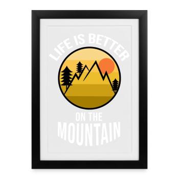 Hike Hiking Hikers Statement via ferrata - Framed poster (27 × 37 cm) - black - Front
