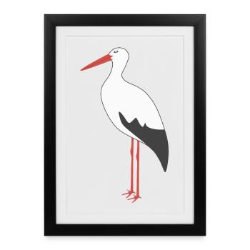 Cigogne blanche - Affiche encadrée (27 × 37 cm) - noir - Devant