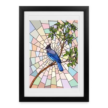 Steller's Jay in Glass - Framed poster (27 × 37 cm) - black - Front